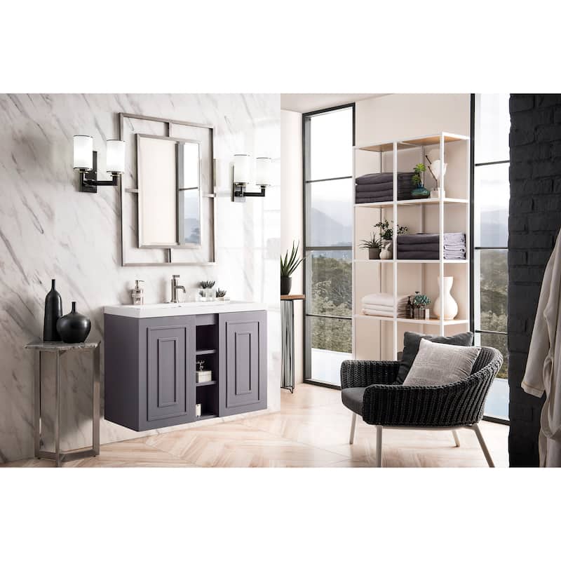 James Martin Vanities Alicante 39.5" Single Vanity Cabinet, w/ White Glossy Composite Stone Top