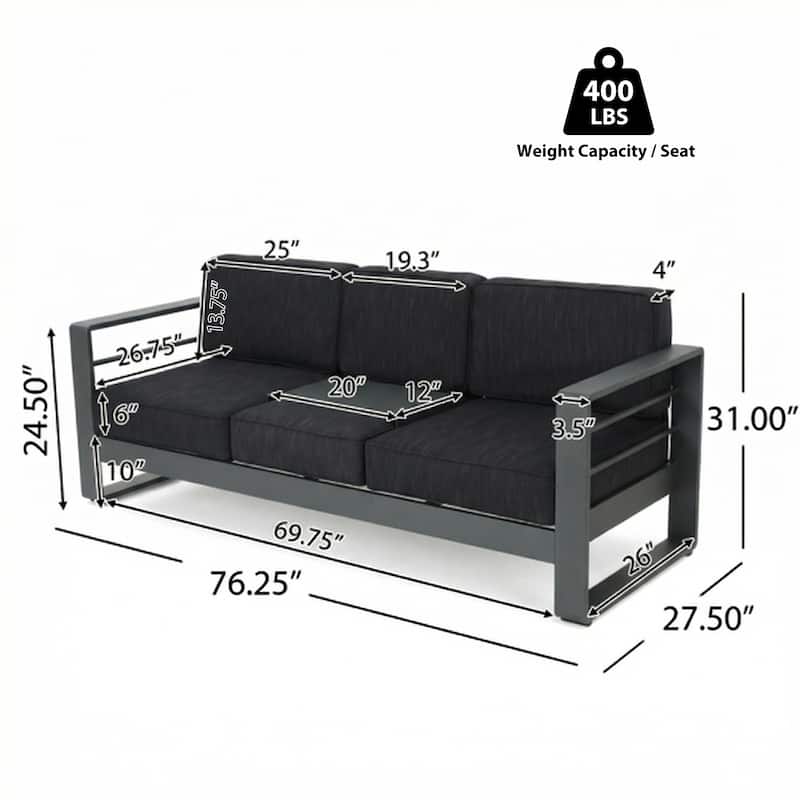 Cape Coral Aluminum 7-piece Sofa Chat Set with Fire Pit by Christopher Knight Home
