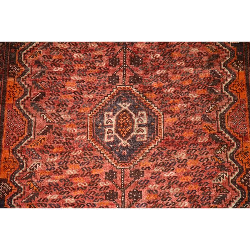Hand Knotted Oriental 100% Wool Carpet Traditional Tribal Red Qashqai Area Rug - 6' 8'' X 4' 11''