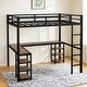 preview thumbnail 1 of 6, Twin XL Metal Loft Bed with Desk and Shelves,Loft Bed with Guardrails