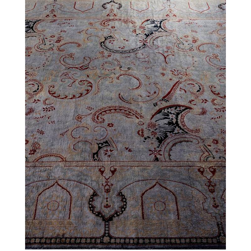 Overton Hand Knotted Wool Vintage Inspired Modern Contemporary Overdyed Gray Area Rug - 6' 2" x 10' 1"