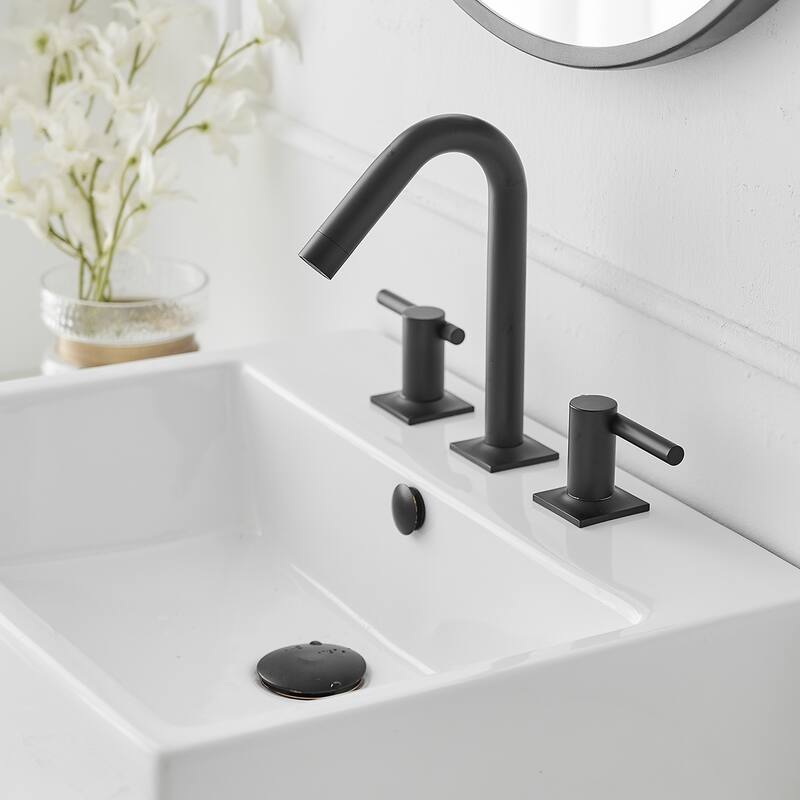 8 in. Widespread Bathroom Faucet Two Handle 3 Holes High-Arc Spout With Drain Assembly