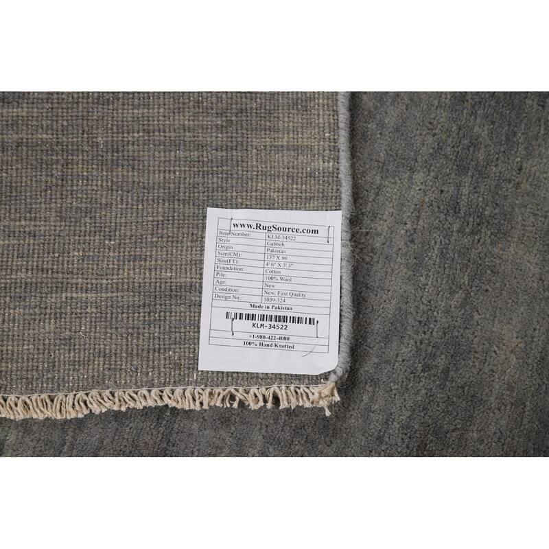 Modern Gray Gabbeh Oriental Foyer Rug Handmade Wool Carpet - 3'3"x 4'6"