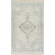 preview thumbnail 2 of 16, Livabliss Zainab Distressed Medallion Handmade Cotton Area Rug 6' x 9' - Sage/Cream