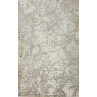 Machine Made Oriental Polyester Carpet Modern Abstract Greys & Charcoal Abstract Area Rug - 7' 5'' X 5' 2''