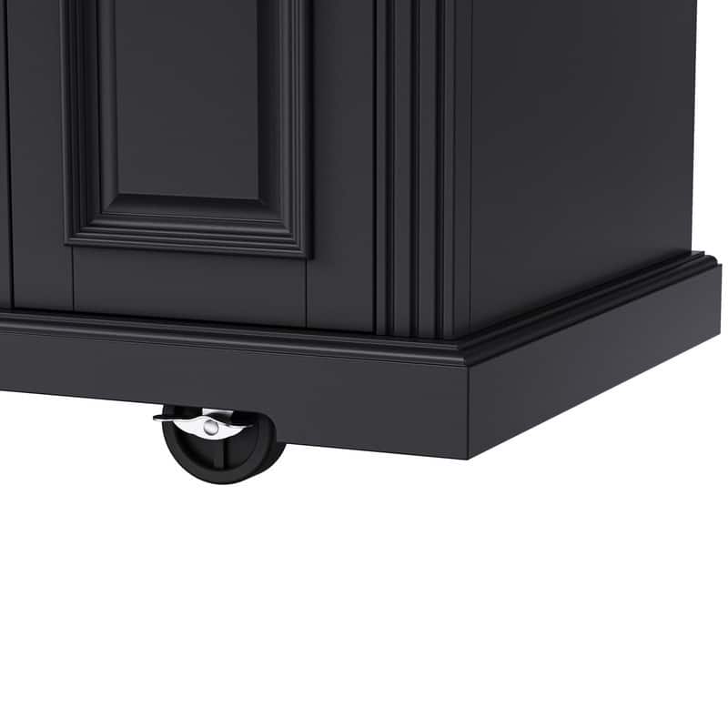 54" Rolling Kitchen Island Cart with Rubberwood Drop Leaf, 4 Doors & 3 Drawers