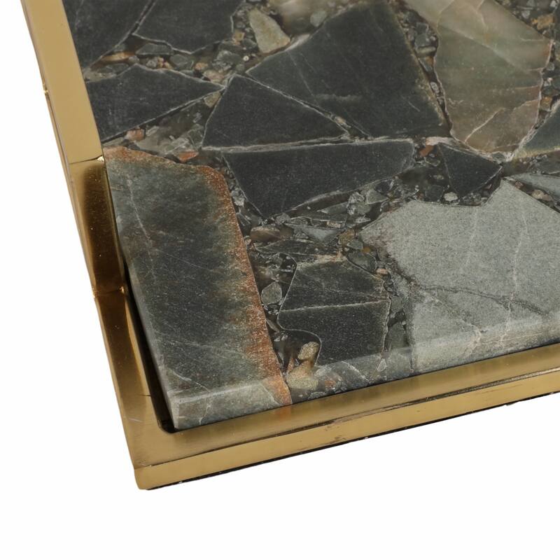 Decorative Agate Accent Tray - Home Decor - 23", Green & Gold