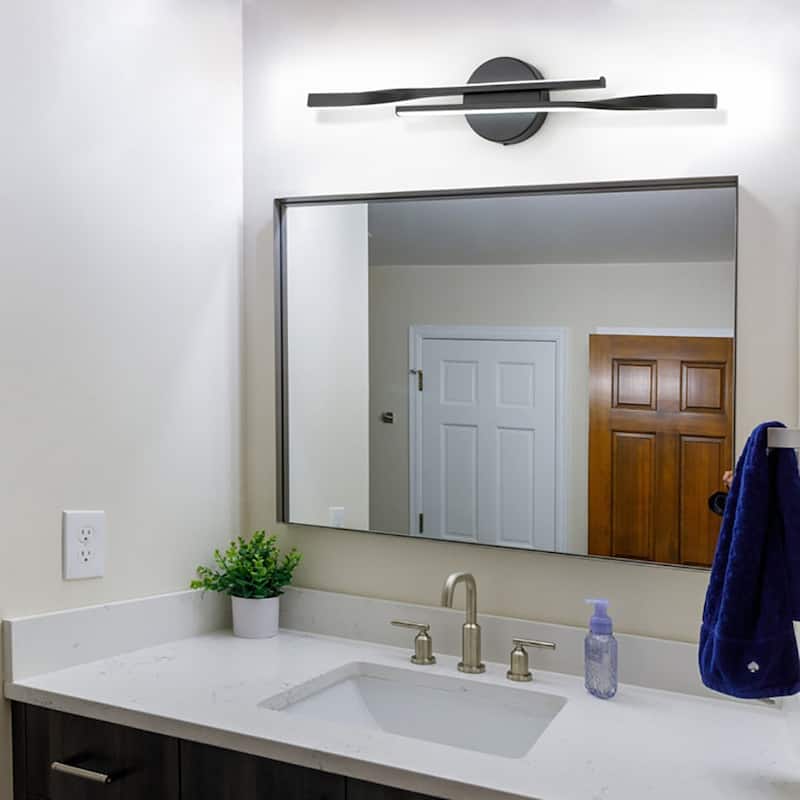23.6-in 2-Light Minimalist Linear LED Vanity Light - Black
