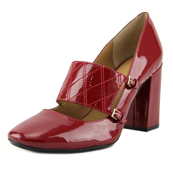 Calvin Klein Casilla Women Round Toe Patent Leather Red Mary Janes