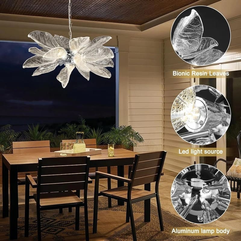 KAYLA D31.5" 18-Light Modern Chandelier, Bionic Leaf Chandelier