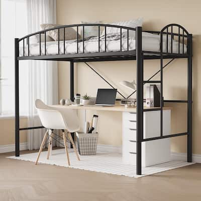 Twin Loft Bed, with Ladde and Arched Guardrail