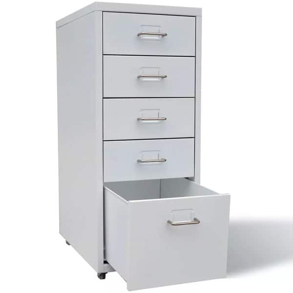 Shop Vidaxl File Cabinet With 5 Drawers Gray 27 Steel Overstock
