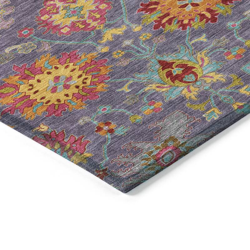 Machine Washable Indoor/ Outdoor Traditional Kashan Chantille Rug