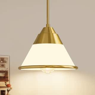 Kitchen Island Dining Room Lighting Pendant Lamp, Single Light with Creamy White Frosted Glass Shade