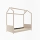 preview thumbnail 4 of 6, Twin Velvet House Bed with Pine Frame - Semi-Enclosed for Sleep & Play