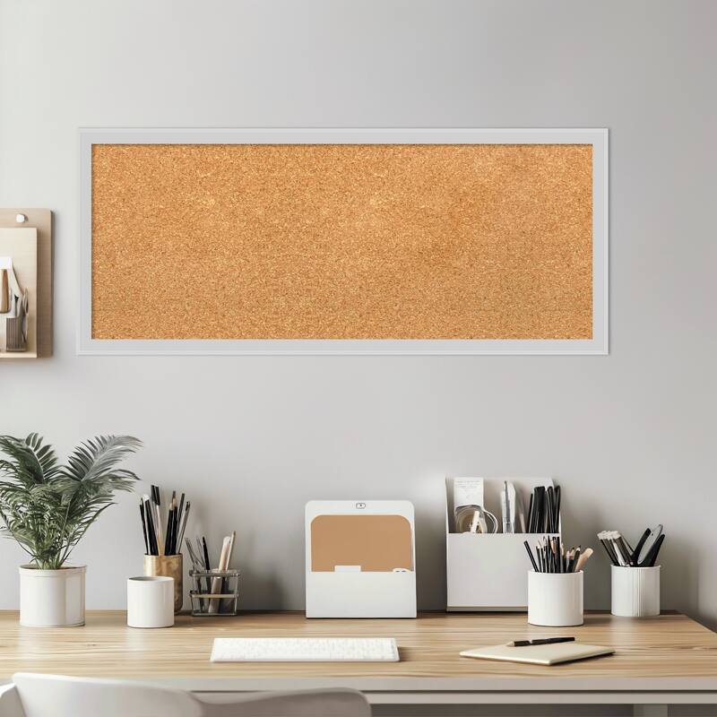 Incline Silver Wood Framed Cork Board - Bulletin Board, Organization Board, Pin Board