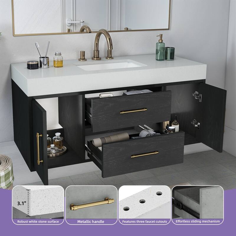 Moasis 40" Floating Bathroom Vanity with 2 Drawer and 2 Cabinet