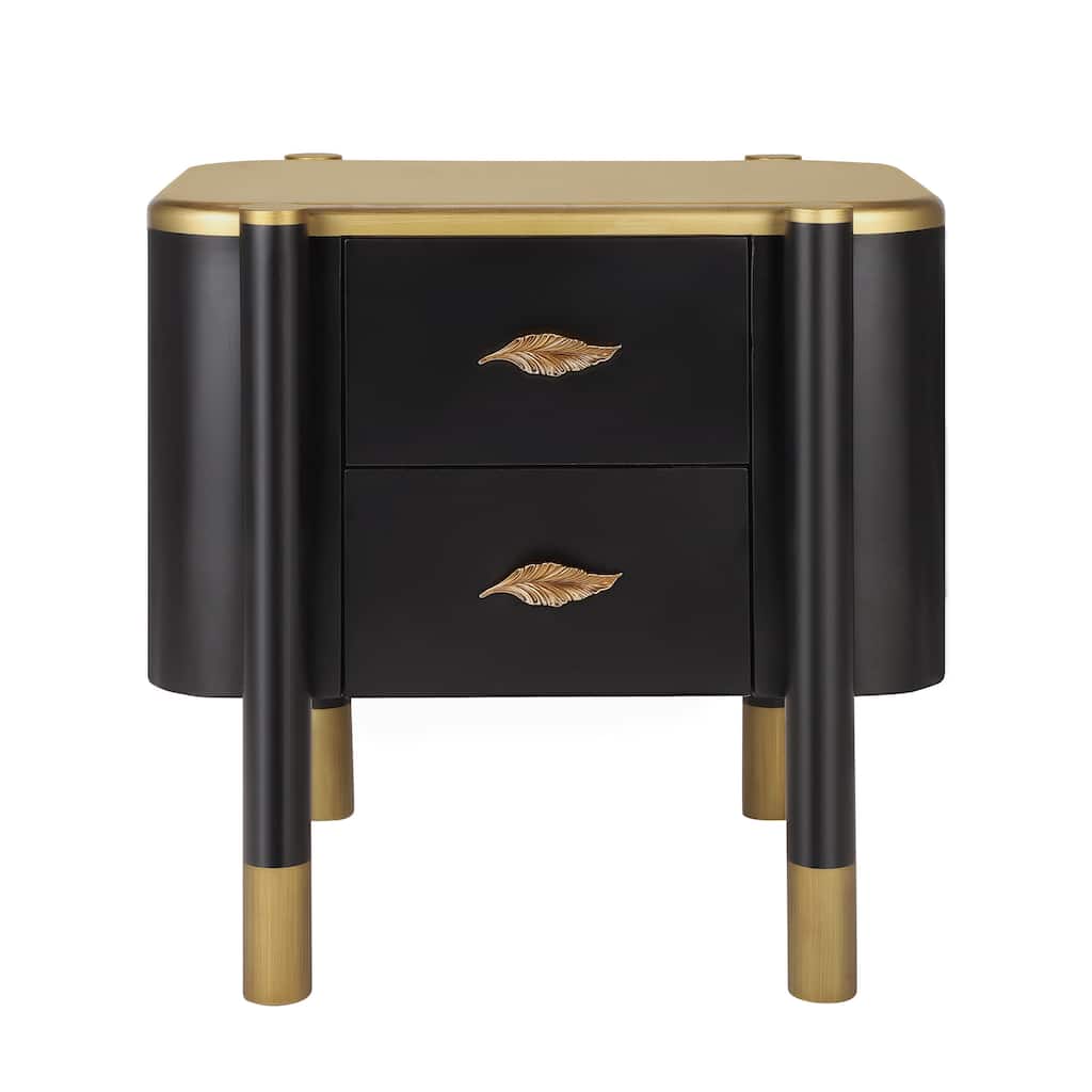 Black Bedside Table Storage Cabinet with Drawers, Lamp Table Coffee Table Accent Cabinet Dressing Table