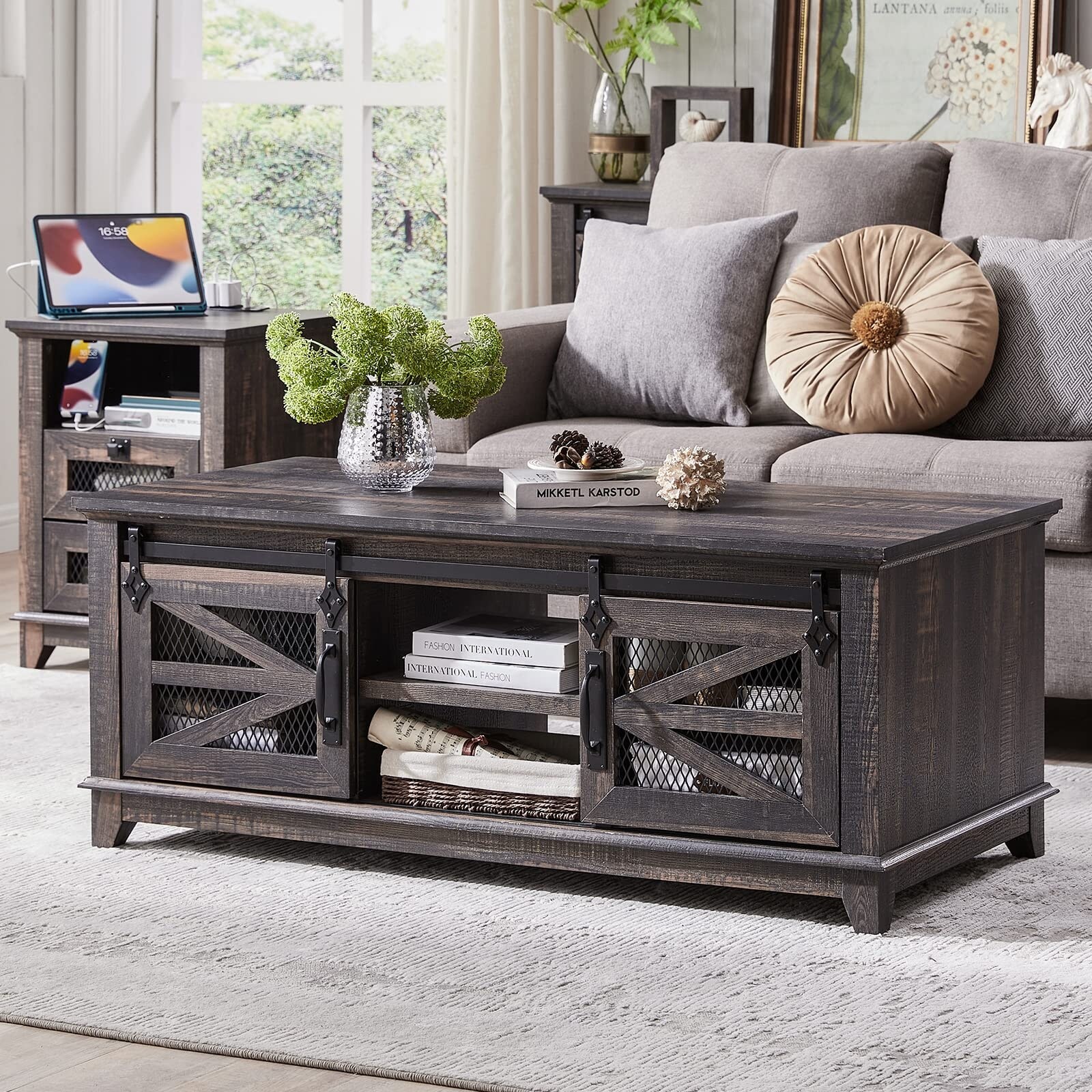Industrial farmhouse outlet end table