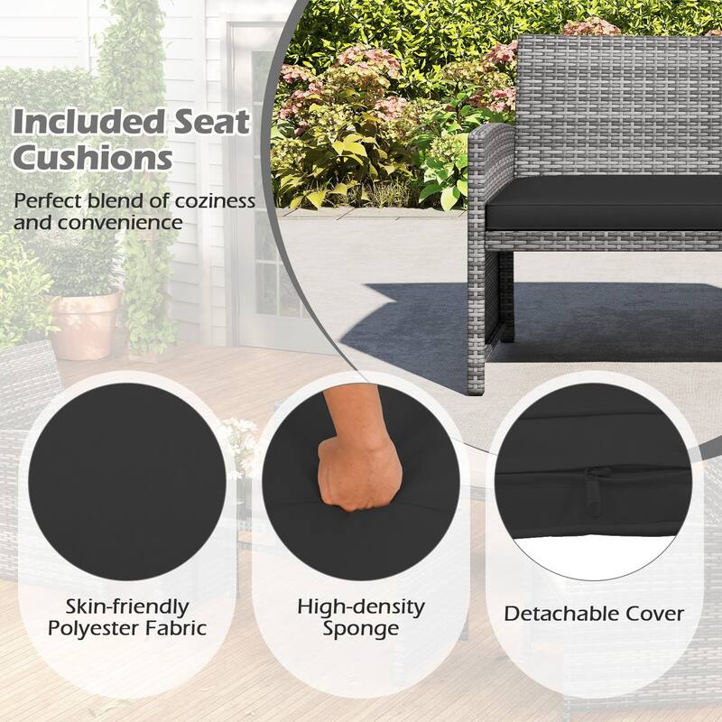 Gymax 4 Piece Patio Furniture Set Outdoor Wicker Conversation Set w/