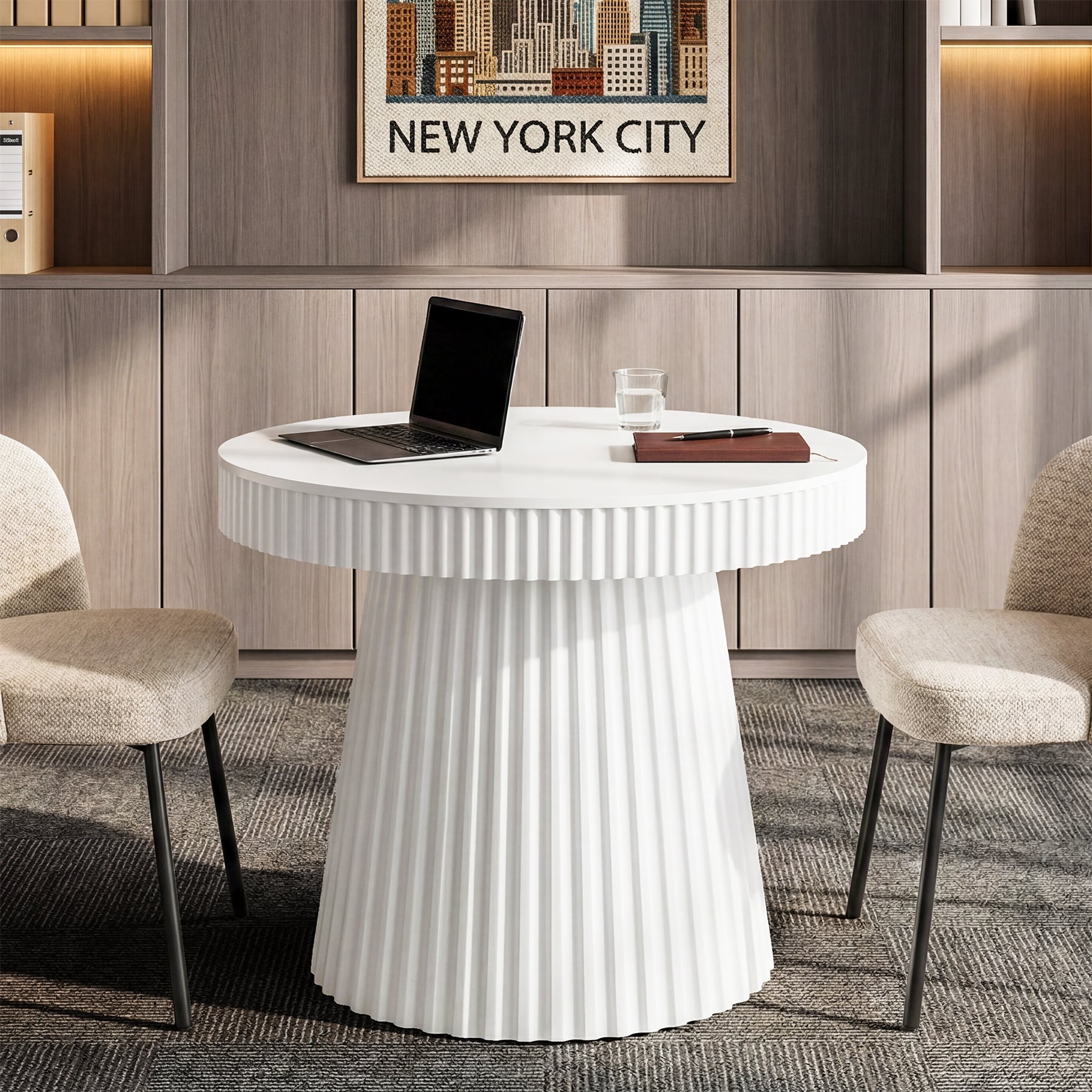 31.5" Round Conference Table, Modern Small Meeting Home Office Table, Discussion Office Table