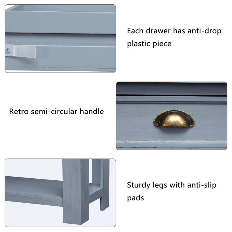 Kinbor Console Table End Table 2-Tier Hallway Sofa Table with Storage Drawers Bottom Shelf for Living Room, Entryway, Bedroom