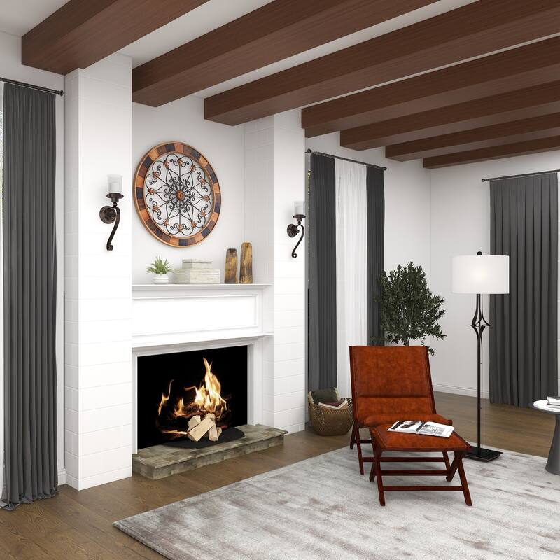 Brown Metal Studded Pillar Scroll Wall Sconce - 6 x 5 x 20