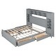 preview thumbnail 38 of 46, Queen Size Wooden Bed w/ All-in-One Storage Cabinet, Sockets & 4 Drawers