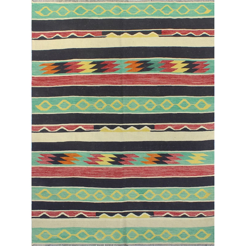 Flatweave Raedpath Black/Ivory Rug - 5'8" x 8'3"