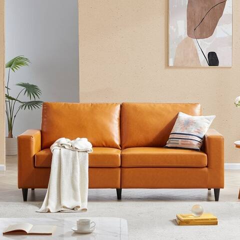 Modern Style 3 Seat Sofa PU Leather Upholstered Couch Furniture