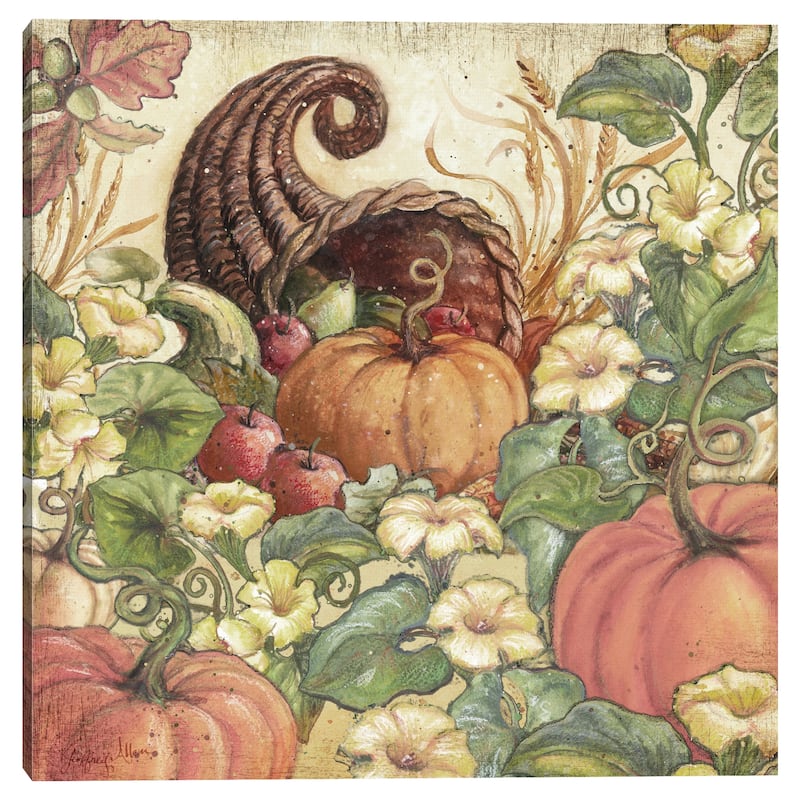 Cornucopia Pumpkin Square Light by Geoff Allen Canvas Art Print