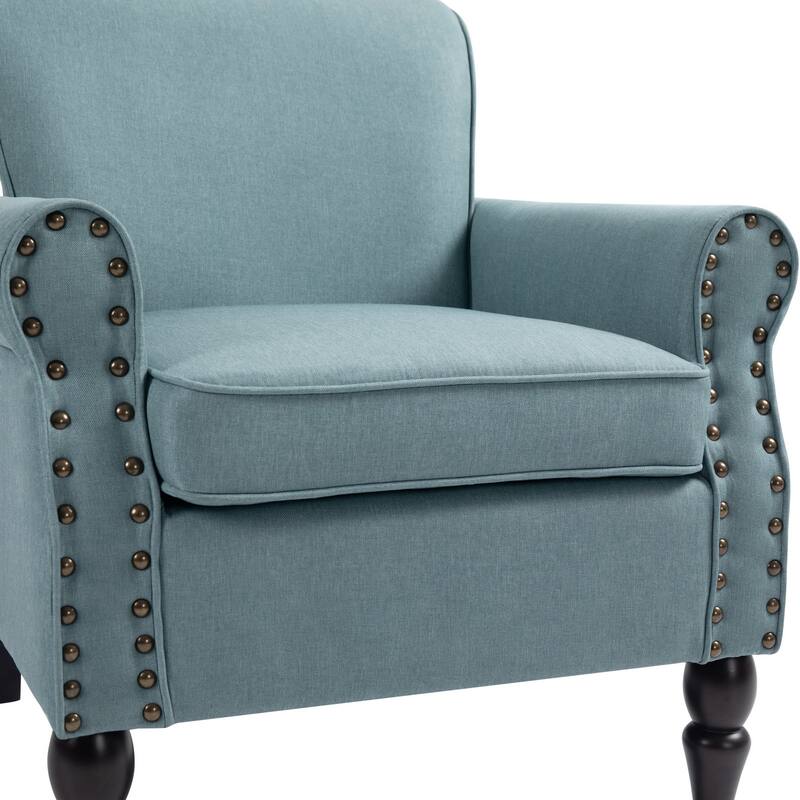 Modern Upholstered Armchair Nailhead Trim Accent Chair