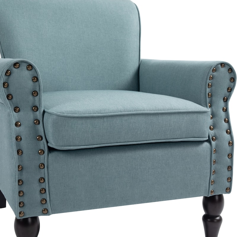Set of 2 Modern Upholstered Armchair Nailhead Trim Accent Chair