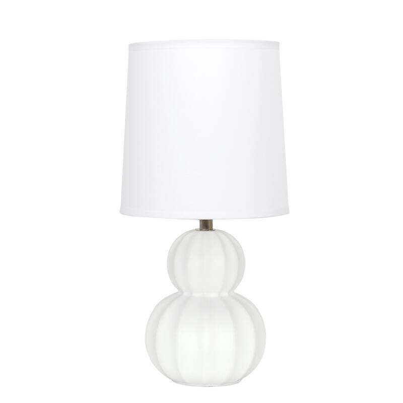 Double Gourd Ceramic Table Lamp with Fabric Shade - 6 x 6 x 13 in. (L x W x H) - Off White