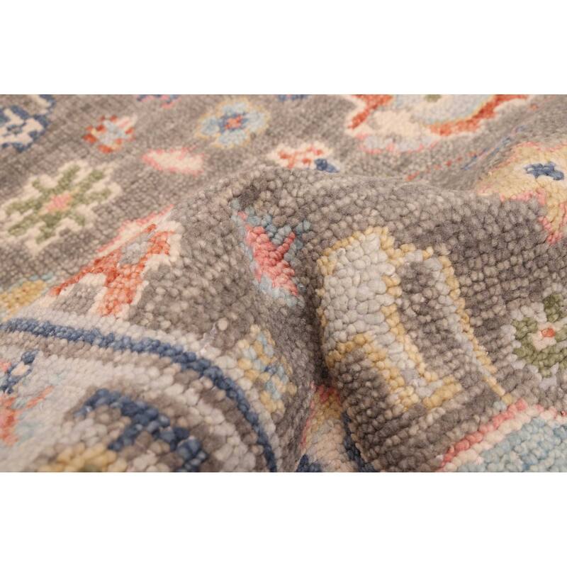 ECARPETGALLERY Hand-knotted Modern Oushak Dark Grey Wool Rug - 3'0 x 5'0