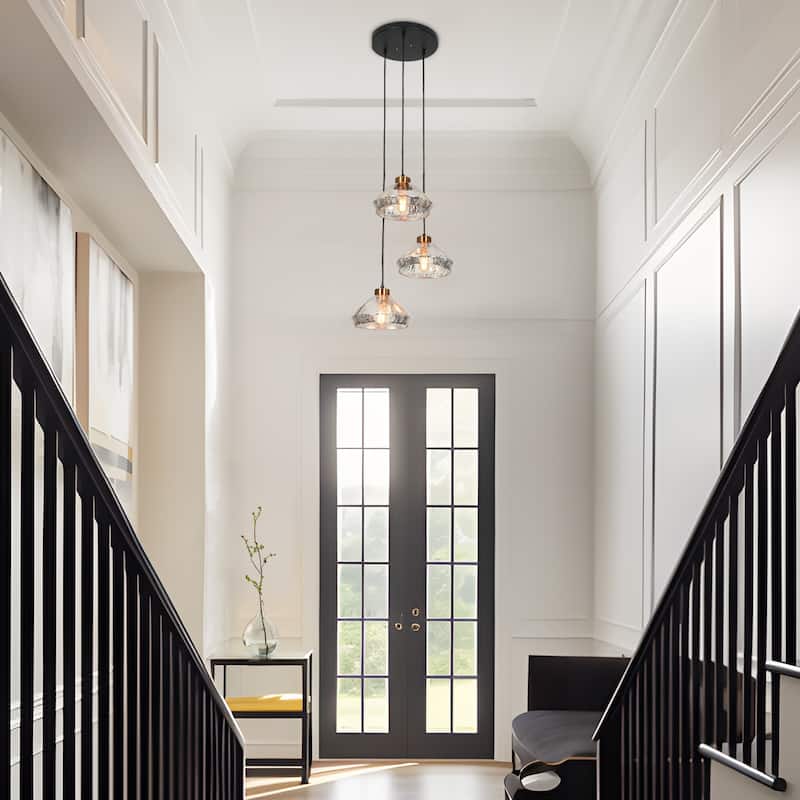 Flyn Modern 3-Light Cluster Pendant Light Glass Chandelier for Dining Room - D 17.7" x H 6.3"