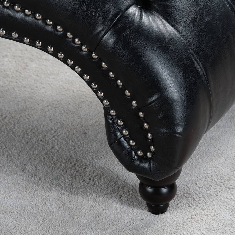 27.17" Buttons Tufted Chaise Lounge Chair with Nailheads
