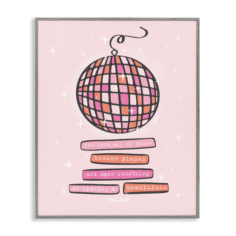 Stupell Sparkly & Beautiful Inspirational Framed Giclee Art Design By Mandy Ford Art + Illustration - 11 x 14 - Grey