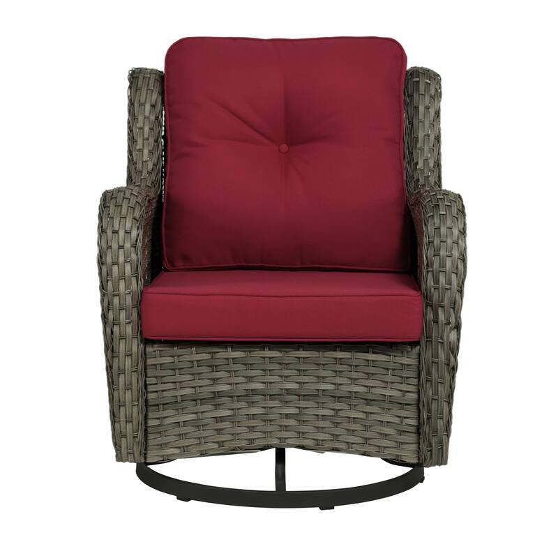 Outdoor Rattan Wicker Swivel Lounge Chair Cushioned Patio Rocker