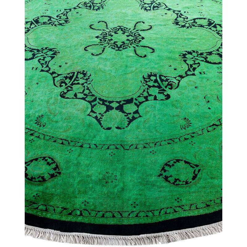 Contemporary Overdyed Wool Hand Knotted Round Area Rug - 8' 1" x 8' 1"