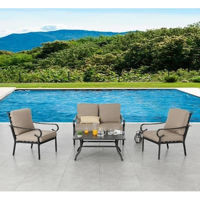 Patio Festival 4-Piece Outdoor Loveseat Seating Group with Cushions