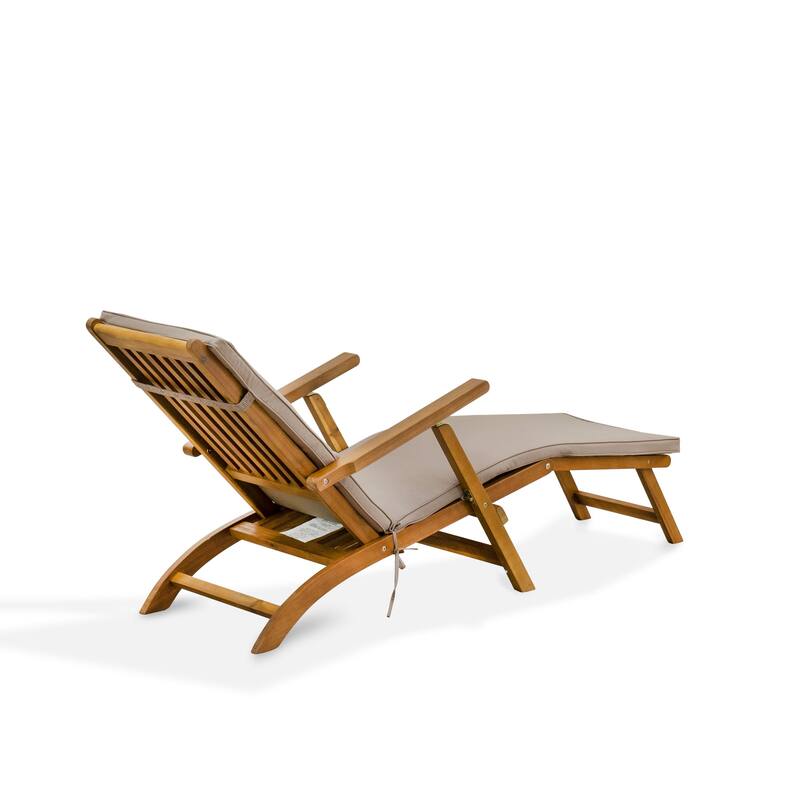 East West Furniture Salinas Patio Chaise Lounge - Outdoor Acacia Wood Sun lounger Chair for Poolside, Deck, Lawn, Natural Oil
