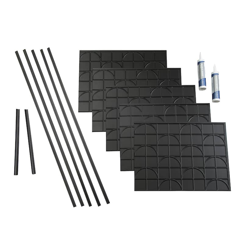 FASÄDE Crescent Decorative Vinyl Backsplash Panel - 15 Sq Ft Kit - Matte Black