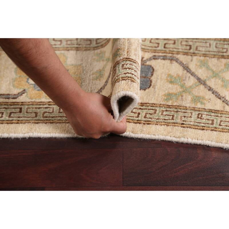 Vegetable Dye Khotan Oriental Wool Area Rug Hand-knotted Office Carpet - 5'11" x 8'10"