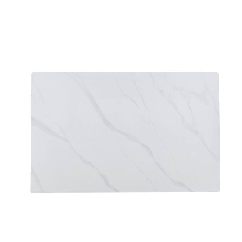 Luvic Extendable Sintered Stone Dining Table - Modern Rectangular Table with Steel Cross-Base