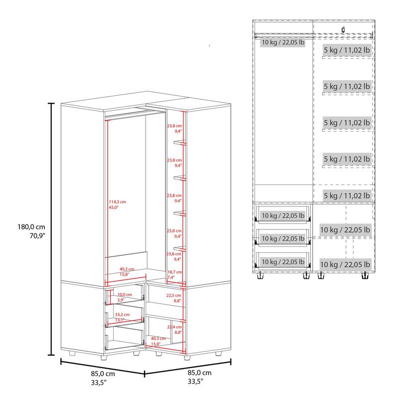 Toulouse Corner Armoire White - N/A