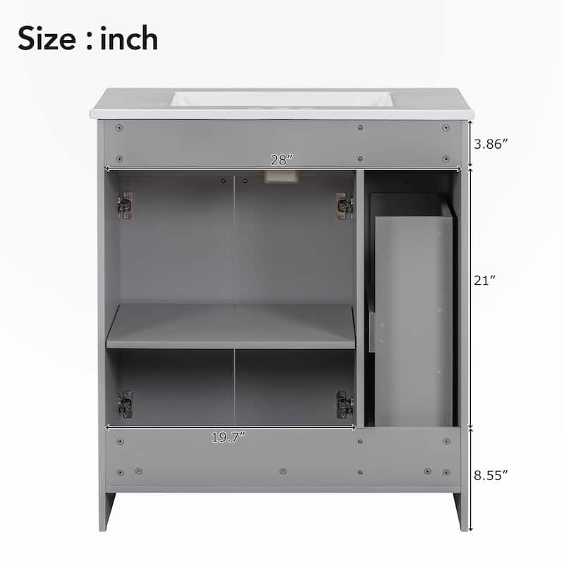 30-Inch Black Bathroom Vanity with Ceramic Sink