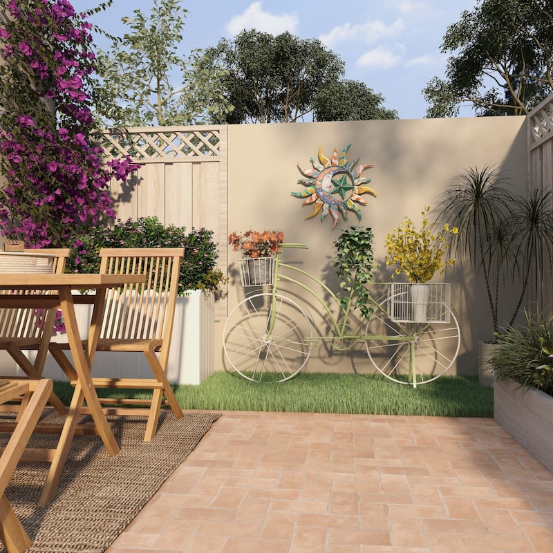 Multi Color Metal Eclectic Whimsical Celestial Sun Art Wall Sculpture