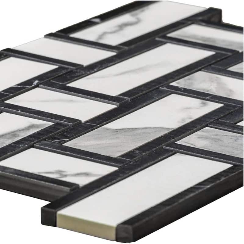 Stately Tre Basketweave 9.5x14 Porcelain Mosaic Tile - Floor, Wall, Backsplash