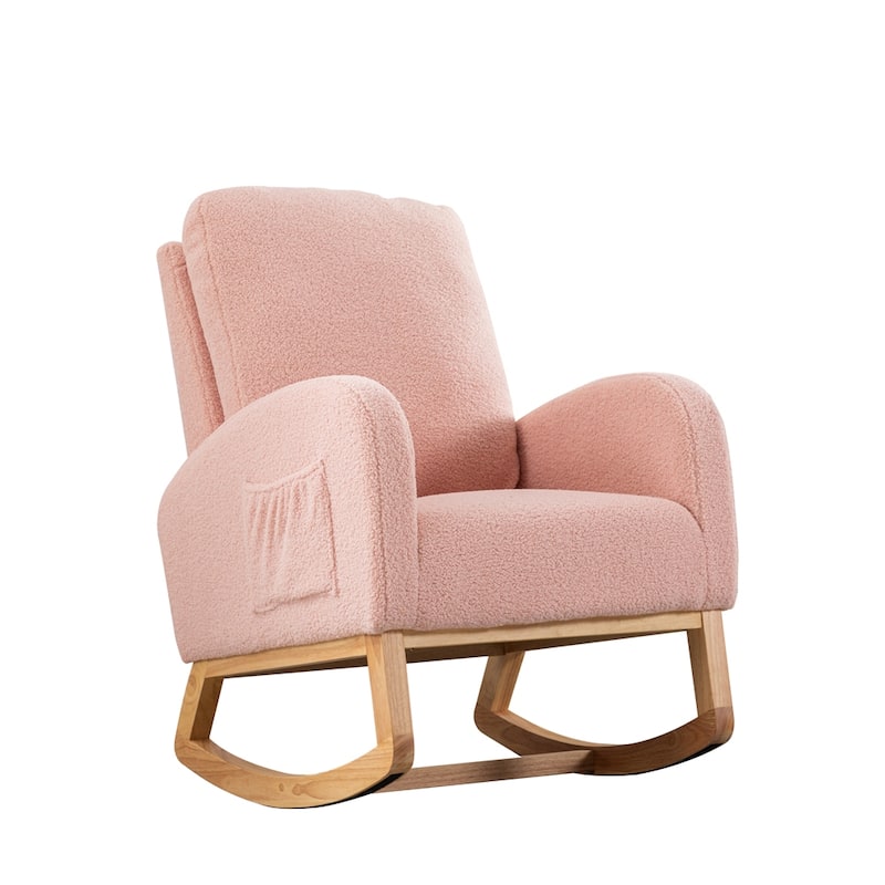 Nursery Rocking Glider Chair with High Back and Side Pocket
